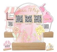 Custom Acrylic Multi QR Code Sign for Business Personalised Venmo Zelle Cashapp Paypal Scan to Pay QR Display Social Media Wifi QR Code Plaque for Salon Beauty Store-Arch Shape