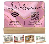 Custom Acrylic Multi QR Code Sign for Business Personalised Venmo Zelle Cashapp Paypal Scan to Pay QR Display Social Media Wifi QR Code Plaque for Salon Beauty Store-Horizontal-Wifi