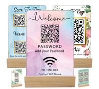 Custom Acrylic Multi QR Code Sign for Business Personalised Venmo Zelle Cashapp Paypal Scan to Pay QR Display Social Media Wifi QR Code Plaque for Salon Beauty Store-Vertical-Wifi