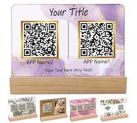 Custom Acrylic Multi QR Code Sign for Business Personalised Venmo Zelle Cashapp Paypal Scan to Pay QR Display Social Media Wifi QR Code Plaque for Salon Beauty Store-Horizontal-2QR