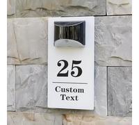 Custom Acrylic Solar Powered Light House Sign - Modern House Number Sign with LED Light - Personalised Address Plaque(18x32 cm)