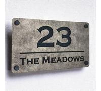 Custom Acrylic - York House Name Plaques for Outside - Old Steel Effect Personalised Weatherproof House Number Door Sign for Home