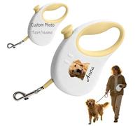 Custom Adjustable Dog Lead Ropes with Photo and Name, Custom Dog Lead 3m Extendable Pet Training Rope Tape for Small, Medium Dogs Cats (Yellow)