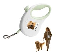 Custom Adjustable Dog Lead Ropes with Photo and Name, Custom Dog Lead 3m Extendable Pet Training Rope Tape for Small, Medium Dogs Cats (Green)