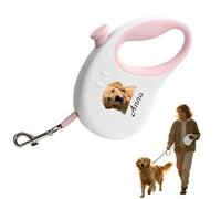 Custom Adjustable Dog Lead Ropes with Photo and Name, Custom Dog Lead 3m Extendable Pet Training Rope Tape for Small, Medium Dogs Cats (Pink)
