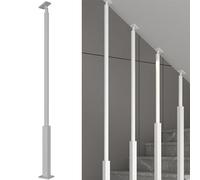 Custom Adjustable Height Iron Stair Railing Balusters - Heavy Duty Square & Round Spindles for Contemporary Interior Decor (White 58cm/22.8in)