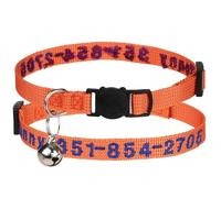 Custom Adjustable Nylon Embroidery Kitten Puppy Collar Necklace For Small Dogs And Cats Chihuahua Poodle Pomeranian,Orange,20-30cm