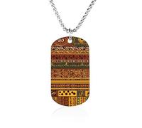 Custom African National Patterns Dog Tag Necklace 23.6" Chain Personalized Photo Pendant for Men Women Stainless Steel Memorial Picture Couple Necklace Jewelry Keepsake Bereavement Sympathy Gifts