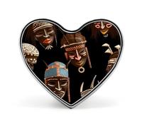 Custom African Ritual Ethnic Tribal Lapel Pin Aluminum Alloy Button Badge Personalized Heart Exquisite Brooch Classic Mini Pin for Backpacks Hat Suit Jacket Decoration