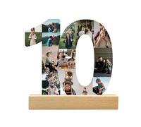 Custom Age Numbered Photo Collage, Personalized 10th Birthday Collage Photo Frame, Wooden Picture Frame Plaque for Special Occasions, Customized Gift for Christmas Anniversary Birthday Decoration
