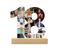 Custom Age Numbered Photo Collage, Personalized 18th Birthday Collage Photo Frame, Wooden Picture Frame Plaque for Special Occasions, Customized Gift for Christmas Anniversary Birthday Decoration