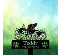 Custom Akita Grave Marker, Akita Dog Angel Sleeping on Flowers Garden Stakes, Akita Loss, Akita Memorial Gift, Dog Headstone, Pet Memorial Plaque, Personalised Name Sign