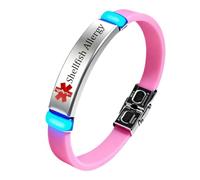 Custom Allergy Awareness Bracelet - Personalised Glow Medic ID Allergies Alert Silicone Band