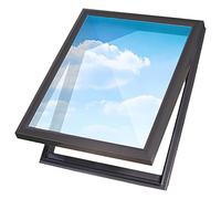 Custom Aluminum Alloy Skylight Roof Window, 90x100cm Tempered Glass Hatch, Rainproof Attic Egress Cover, Durable Maintenance Lid for Enhanced Home Lighting & Ventilation
