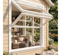 Custom Aluminum Double Hung Window Tempered Glass Foldable Sliding Design with Locking Handle Energy-Efficient Mobile Home Windows White Frame 40x32in