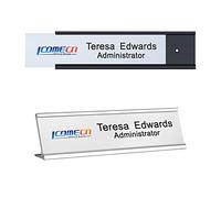 Custom Aluminum Name Plates With Wall or Desk Holder 2"x8" 50 X 200 mm | Personalized Office NamePlates Support Add Full Color Logo,brand, Picture,2 Lines of Text, -Image + Texts