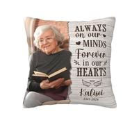 Custom Always On Our Minds Pillow Cushion Cover,Personalized Photo Memory Pillow Pillow Cushion Cover Pillowcase,Sympathy Gifts for Loss Of Loved One Bereavement Remembrance Gifts