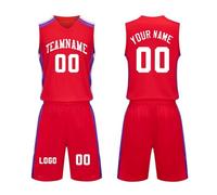 Custom American Campus Basketball Jersey Kit for Men Kids Personalized Quick Dry Sleeveless Top Shirt& Shorts with Own Your Team Name Number #24#23（Wildcats Red）