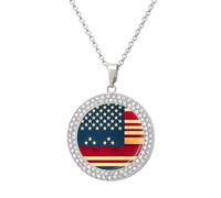 Custom American Flag Print Picture Necklace Personalized Circle Chain Pendant Gold/Silver Photo Dog Tag Keepsake Necklaces Hip Hop Memorial Jewelry Gifts for Men Women, One size, Titanium Steel