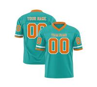Custom American Football Jersey for Men Women Youth Preschool Quick Dry Breathable T Shirt Personalized Sports Jerseys Printed Team Logo Name Number Turquoise