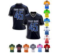 Custom American Football Jersey Personalised Team Name Number Tops Customised Football Shirt for Men Youth Women Kids, Black