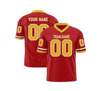 Custom American Football Jersey Printed Team Logo Name Number Sports Breathable Quick Dry T Shirt Personalized Jerseys for Men Women Youth Preschool Red