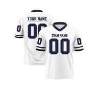 Custom American Football Jersey Printed Team Logo Name Number Sports Breathable Quick Dry T Shirt Personalized Jerseys for Men Women Youth Preschool Navy