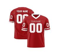 Custom American Football Jersey Printed Team Logo Name Number Sports Breathable Quick Dry T Shirt Personalized Jerseys for Men Women Youth Preschool Red
