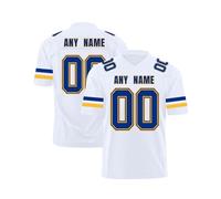 Custom American Football Jersey Short Sleeve for All Ages, Team Uniform with Player Personalisation, Breathable Moisture Wicking Shirt White