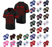 Custom American Football Jersey with Your Name Number Logo Team, Personalised American Football Clothing for Men Women Adult Youth, Breathable Mesh Short Sleeves Football Jersey