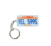 Custom American Number Plate Keyring - Personalized 3D Printed License Plate Keychain with Blue Text - Authentic US Plate Style - Durable Plastic - 55mm x 25mm - Unique Gift for Car Lovers