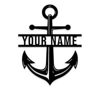 Custom Anchor Metal Sign,Personalized Anchor Wall Art,Beach House Lake House Decor,Nautical Sign,Coastal Beach Address Plaque (Style-C)