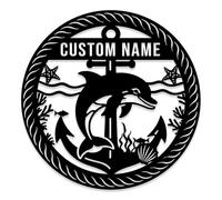 Custom Anchor Metal Sign,Personalized Anchor Wall Art,Beach House Lake House Decor,Nautical Sign,Coastal Beach Address Plaque (Style-E)