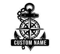 Custom Anchor Metal Sign,Personalized Anchor Wall Art,Beach House Lake House Decor,Nautical Sign,Coastal Beach Address Plaque (Style-D)