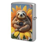 Custom Animal Sitting on Sunflower Lighter Case Personalized Metal Lighter Cover Holder Reusable Shockproof Protective Lighters Without Insert Gift for Men Women Dad Husband
