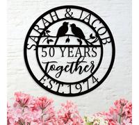 Custom Anniversary Metal Sign, Personalized Modern Wall Art, Wedding Gifts for 1st/25th/30th/40th/50th/60th/70th Anniversary, Gift for Couple, Parents, Husband, Wife (Black 5)
