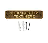 Custom Antique Brass Personalised Name Plaque Sign 22x5cm Engraved Metal Door Plate for Home Office Wall Gift Award Memorial Signage