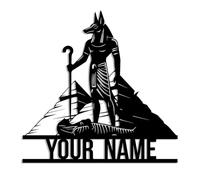 Custom Anubis Metal Wall Art, Personalized Anubis Art Name Sign,Egyptian Lovers Unique Birthday Gift, Valentines Day Gift, Iconic Mythology Metal Art, Easy to Hang, Housewarming (Style-3)