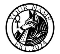 Custom Anubis Metal Wall Art, Personalized Anubis Name Sign, Egyptian Lovers Unique Birthday Gift, Valentines Day Gift, Iconic Mythology Metal Art, Easy to Hang, Housewarming (Style-1)