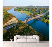Custom Any Size 3D Wallpaper Mural - City Bridge Building Landscape 450(W) X315(H) Cm Photo Wall Painting,Living Room Bedroom Hotel Wallpaper Home Decor Peel and Stick Wall Posters Wal-7330760