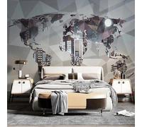 Custom Any Size Wall Mural Solid Geometric City Building Pattern Wallpaper Decoration Paiting Supplies Wall Art 350cm(W)×245cm(H)