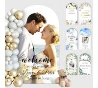 Custom Arch Cover Personalised Spandex Fitted Arch Backdrop Cover for Round Top Backdrop Cover Stand 4 to 7.2FT Arch Cover Fabric for Wedding Birthday Party Baby Shower Decoration (Only Arch Cover)