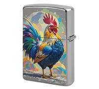 Custom Art Colorful Chicken Lighter Case Personalized Metal Lighter Cover Holder Reusable Shockproof Protective Lighters Without Insert Gift for Men Women Dad Husband