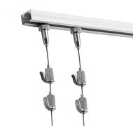 Custom Art Hanging System Silver, Picture Wall Track Kits with Adjustable Wire Rope & 4 Hooks, Commercial Gallery Ceiling Artwork Display Rail(3.3ft/1m Wire,6.9ft/2.1m Track)