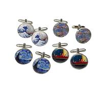 Custom Art Masterpiece Cufflinks | Fine Art Gift for Art Lovers & Artists | Choose Your Masterpiece (Monet, Van Gogh, Hokusai) | Unique Wedding Gift