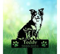 Custom Australian Shepherd Grave Marker, Australian Shepherd Dog Waiting at the Door Garden Stakes, Aussie Dog Memorial Gifts, Dog Headstone, Pet Memorial Plaque, Personalised Name Sign