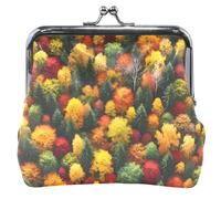 Custom Autumn Forest Colors Leather Coin Purses & Pouches Cute Buckle Kiss Lock Change Purse Wallet, Autumn Forest Colors, Classic