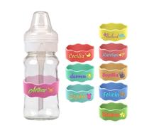 Custom Baby Bottle Labels for Daycare,Personalized Name Silicone Cup Strap,Reusable Kids Cup Grip Strap,Waterproof & Non-Slip,Engraved Name Mug Non-Slip Strap,Suitable for Daycare(3pcs)