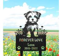 Custom Baby Morkie Dog Metal Garden Stake, Puppy Silhouette Decor, Personalised Metal Name Sign, Yard Art, Outdoor Garden Decoration, Pet Memorial Plaque, Pet Tribute