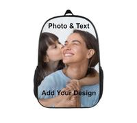 Custom Backpack Photo Name Text Print Personalised School Bag 17In Rucksack